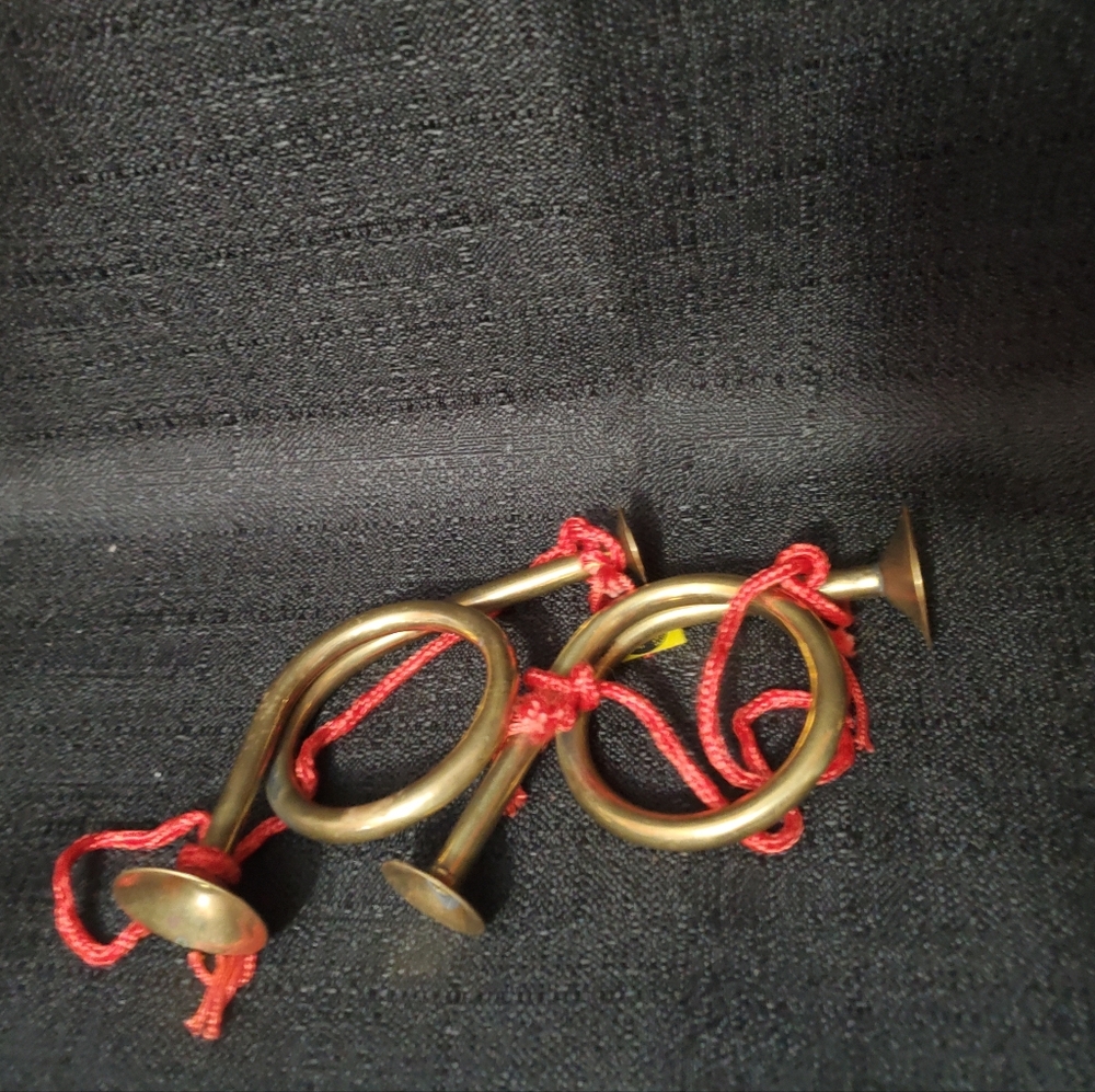 Vintage Brass Horns Decorations 10 total (2 Big/8 Little) Made in India